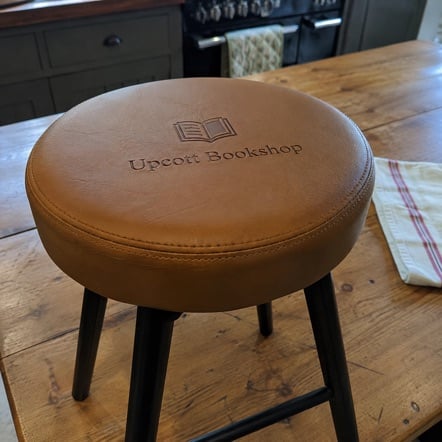 Bar stools with logo branding - customer photo