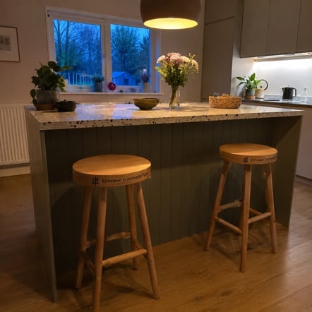 Custom branded bar stool - customer photo